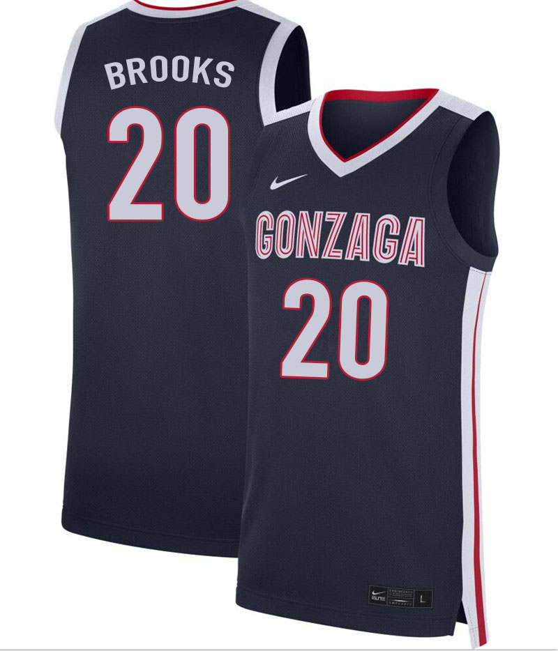 Men #20 Colby Brooks Gonzaga Bulldogs College Basketball Jerseys Sale-Navy